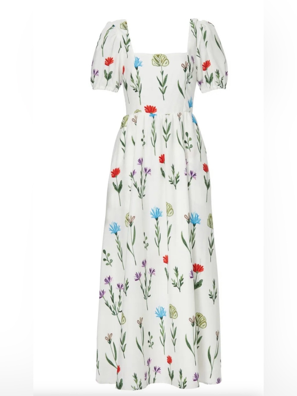 Slate & Willow Cream Maxi Dress with Red, Blue & Purple Floral Print - Picture 5 of 6